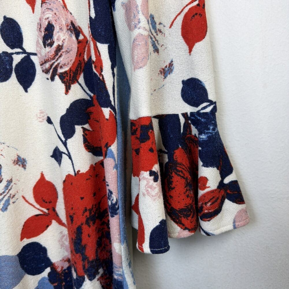 Maeve womens medium Anthropologie Knit Floral Swing Dress Bell Sleeve Floral - Picture 3 of 11